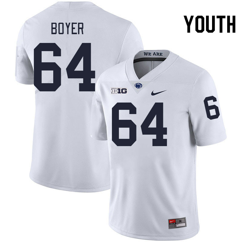 Youth #64 Eagan Boyer Penn State Nittany Lions College Football Jerseys Stitched-White